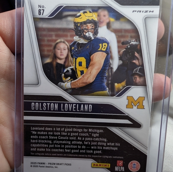 COLSTON LOVELAND '25 Panini Prizm Draft Picks Gold Ice #67 (RC) UM/CHI - Picture 3 of 4